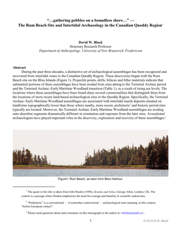 Gathering Pebbles on a Boundless Shore…” — the Rum Beach Site and Intertidal Archaeology in the Canadian Quoddy Region1
