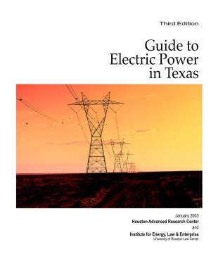 Guide to Electric Power in Texas