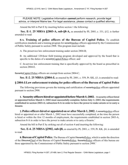 8-A. Training of Police Officers of the Bureau of Capitol Police. To