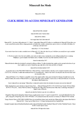 Minecraft Ios Mods