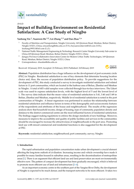 Impact of Building Environment on Residential Satisfaction: a Case Study of Ningbo