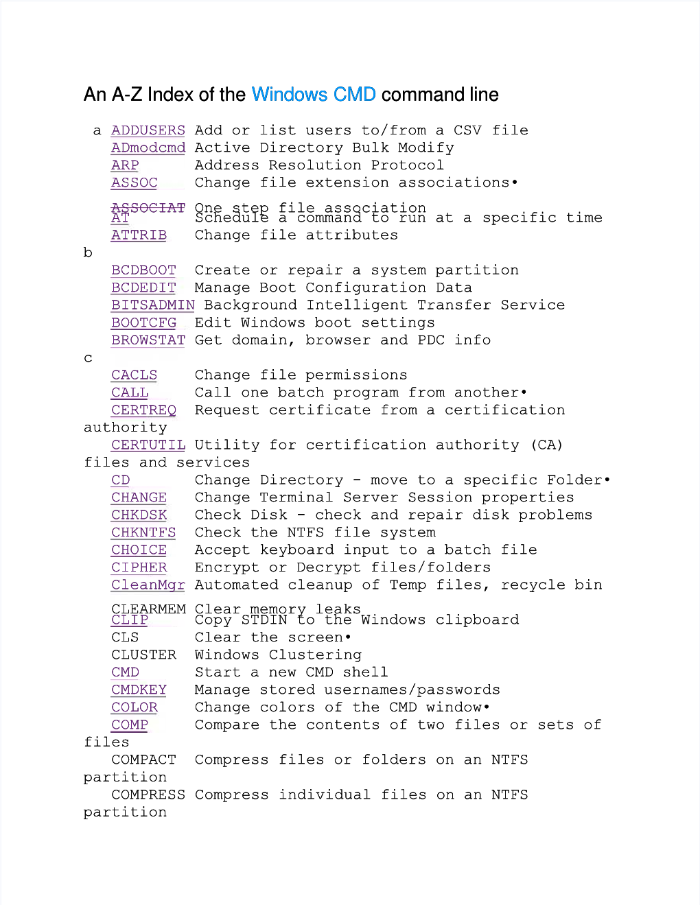 An A-Z Index Of The Windows CMD Command Line - DocsLib