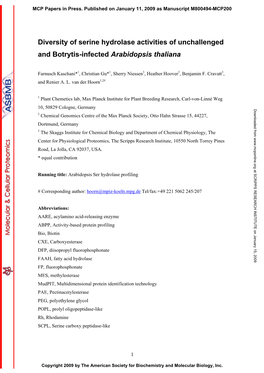 Serine Hydrolase Profiling on Arabidopsis