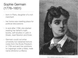 Sophie Germain (1776–1831)