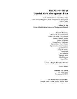 The Narrow River Special Area Management Plan