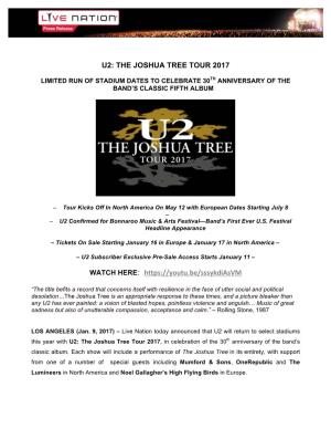 U2: the Joshua Tree Tour 2017 Watch Here