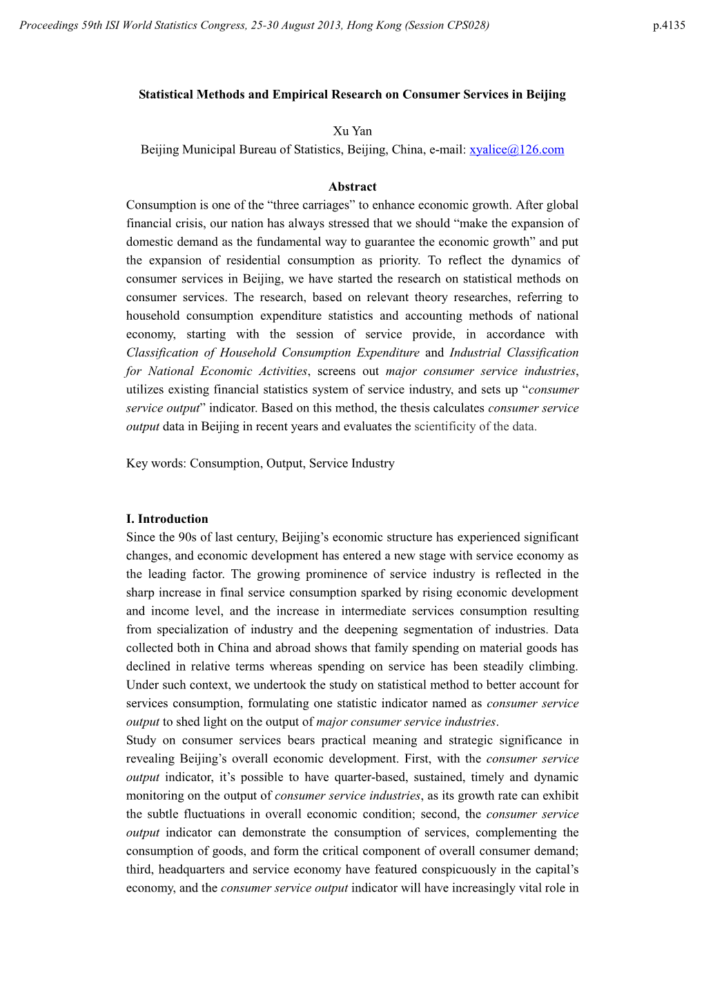 Statistical Methods and Empirical Research on Consumer Services in Beijing