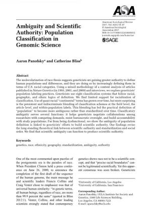 Ambiguity and Scientific Authority: Population Classification In