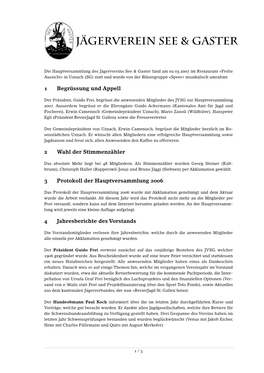 Protokoll Der HV Vom 2. März 2007