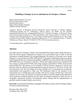 Modeling of Changes in Cover and Land Use in Nacajuca, Tabasco
