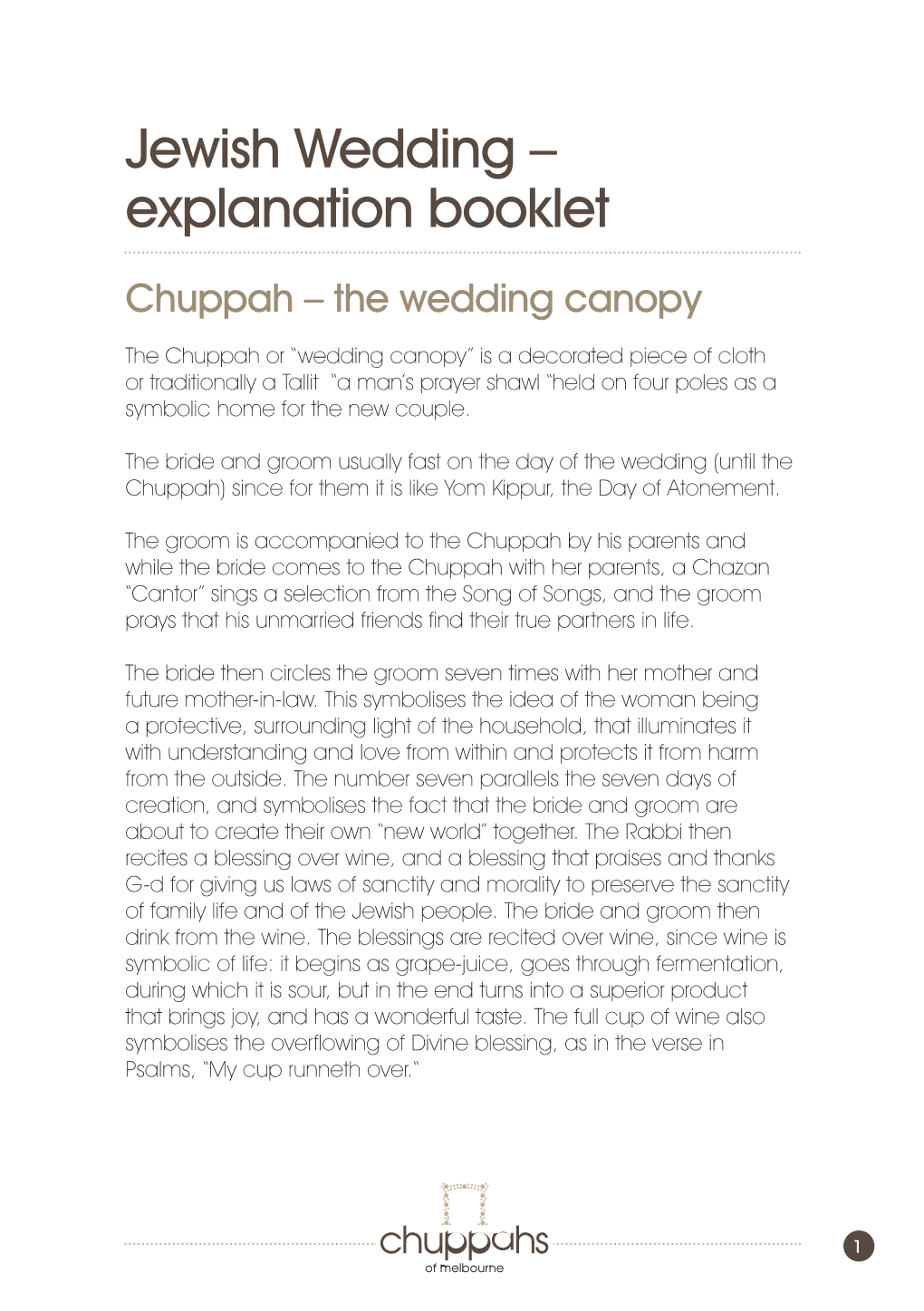 Jewish Wedding – Explanation Booklet