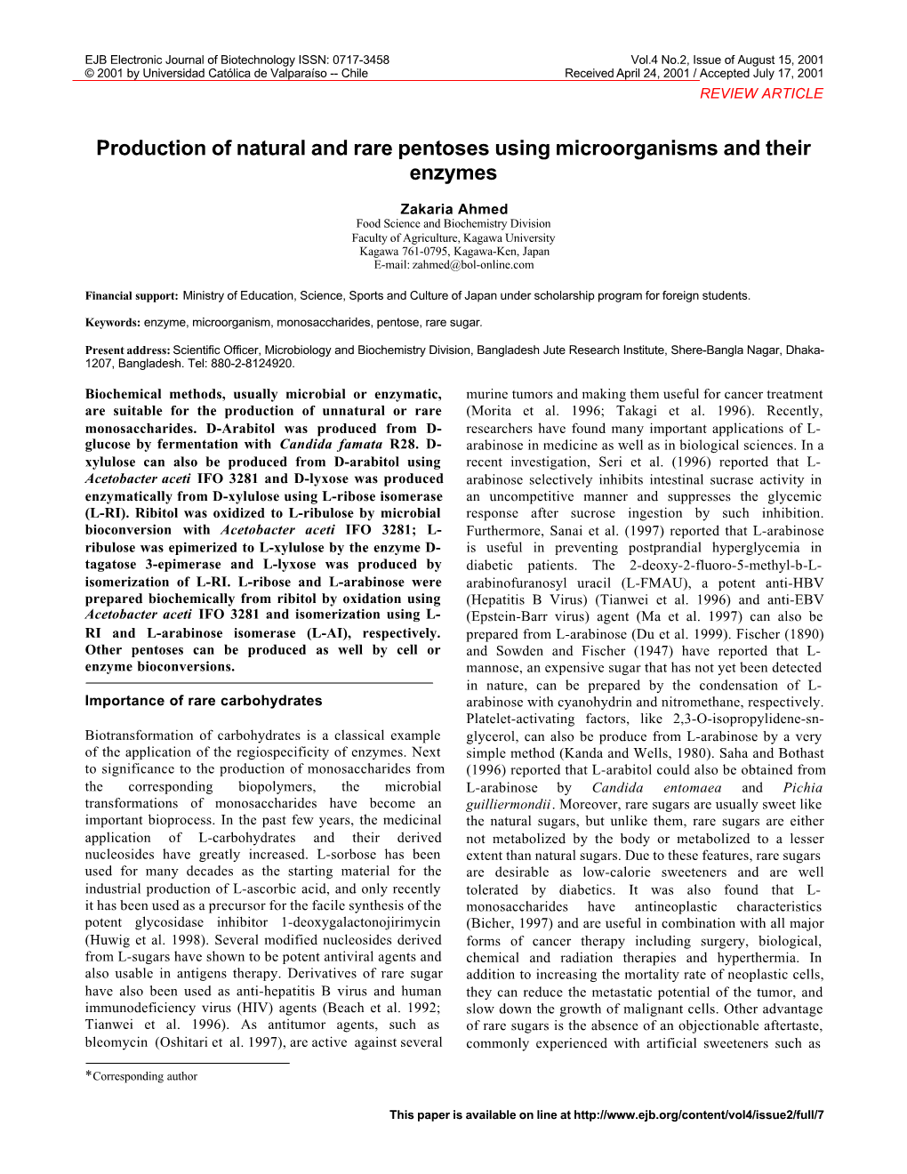 Production of Natural and Rare Pentoses Using Microorganisms and Their Enzymes