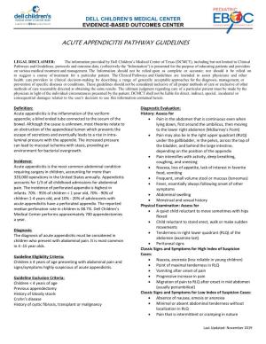Acute Appendicitis Pathway Guidelines
