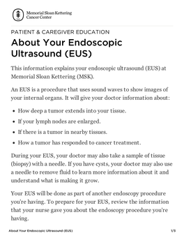 About Your Endoscopic Ultrasound (EUS)