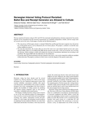 Norwegian Internet Voting Protocol Revisited: Ballot Box and Receipt