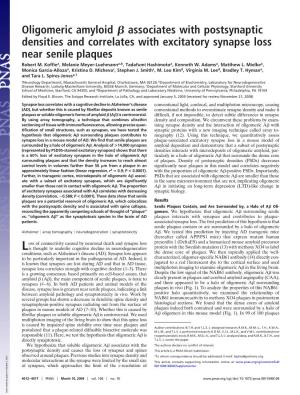Oligomeric Amyloid Associates with Postsynaptic Densities And
