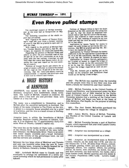 I MCNAB TOWNSHIP — 1891 I Even Reeve Pulled Stumps