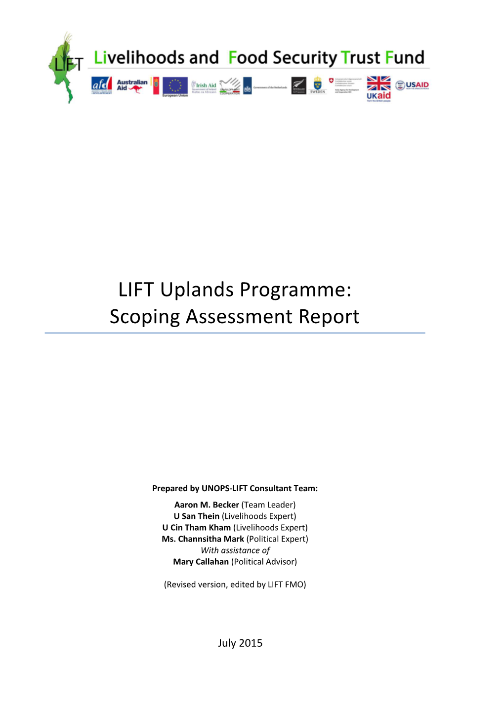 LIFT Uplands Programme: Scoping Assessment Report