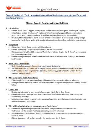 China's Role in Dealing with North Korea