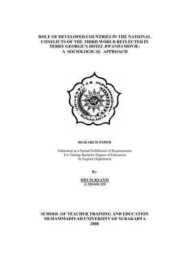 Role of Developed Countries in the National Conflicts of the Third World Reflected in Terry George’S Hotel Rwanda Movie: a Sociological Approach