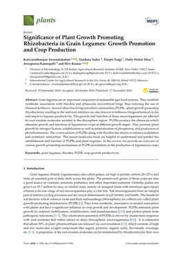 Significance of Plant Growth Promoting Rhizobacteria in Grain Legumes