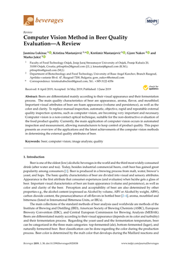 Computer Vision Method in Beer Quality Evaluation—A Review