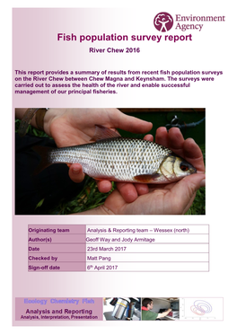 River Chew – Fish Population Survey Report