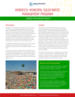 Morocco: Municipal Solid Waste Management Program Carbon Partnership Facility