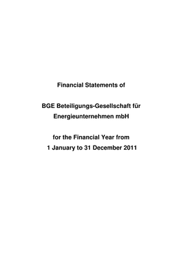 Financial Statements of BGE Beteiligungs-Gesellschaft Für