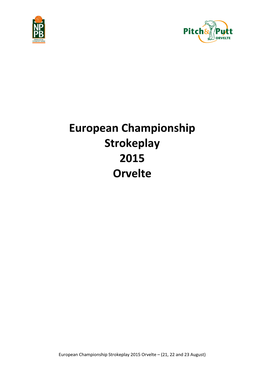 European Championship Strokeplay 2015 Orvelte