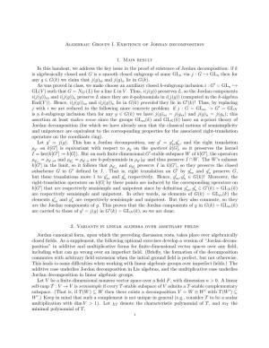 Algebraic Groups I. Existence of Jordan Decomposition