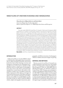 Weed Flora of Vineyard in Bosnia and Herzegovina