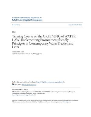 Training Course on the GREENING of WATER