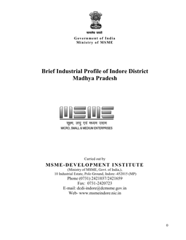 Brief Industrial Profile of Indore District Madhya Pradesh