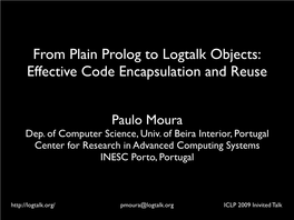 From Plain Prolog to Logtalk Objects: Effective Code Encapsulation and Reuse