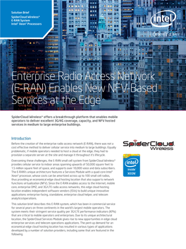 Enterprise Radio Access Network (E-RAN) Enables New NFV-Based Services at the Edge