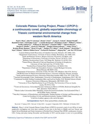 Colorado Plateau Coring Project, Phase I (CPCP-I)