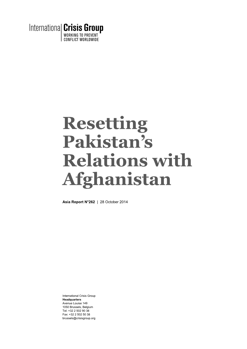 Resetting Pakistan's Relations with Afghanistan