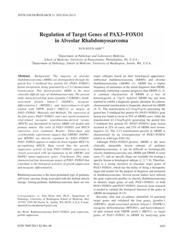 Regulation of Target Genes of PAX3−FOXO1 in Alveolar Rhabdomyosarcoma