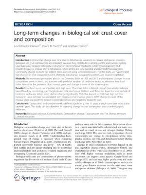 Long-Term Changes in Biological Soil Crust Cover and Composition Eva Dettweiler-Robinson1*, Jeanne M Ponzetti2 and Jonathan D Bakker3