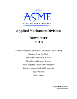 Applied Mechanics Division Newsletter 2018