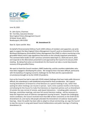 EDF Public Comment on NE Groundfish Monitoring (Amendment