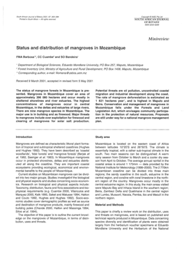 Status and Distribution of Mangroves in Mozambique