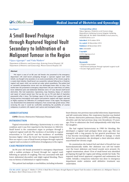 A Small Bowel Prolapse Through Ruptured Vaginal Vault Secondary to Infiltration of a Malignant Tumour in the Region