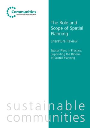 The Role and Scope of Spatial Planning Literature Review