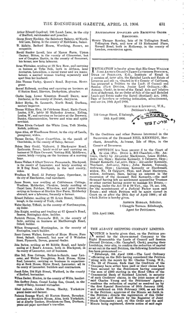 The Edinburgh Gazette, Apkil 13, 1906. 431