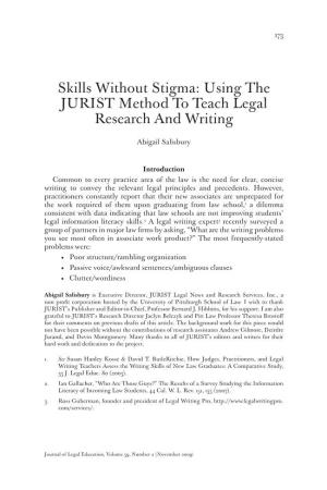 Using the JURIST Method to Teach Legal Research and Writing