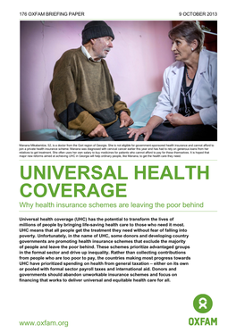 Universal Health Coverage: Why Health Insurance Schemes