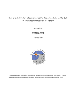 Factors Affecting Immediate Discard Mortality for the Gulf of Mexico Commercial Reef Fish Fishery