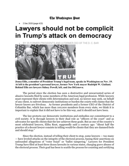 Lawyers Should Not Be Complicit in Trump's Attack on Democracy